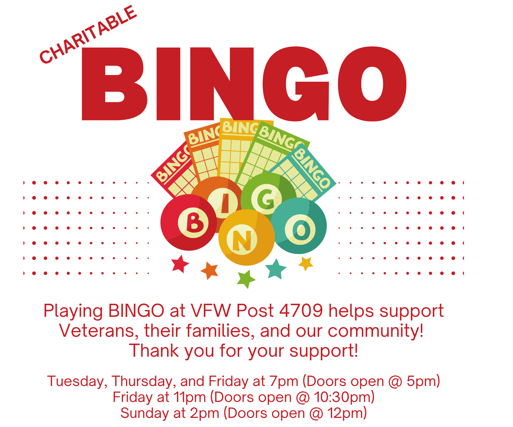 Bingo - VFW4709 in Conroe, TX
