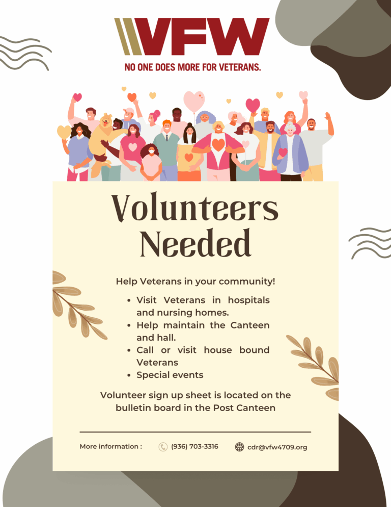 The VFW has Volunteer Opportunities for all